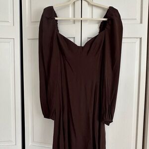 Wilfred Chocolate Brown dress with billowy sleeves
